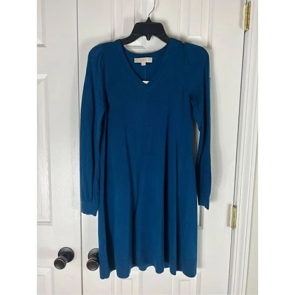 NWT Loft Womens Teal Sweater Dress Size XS